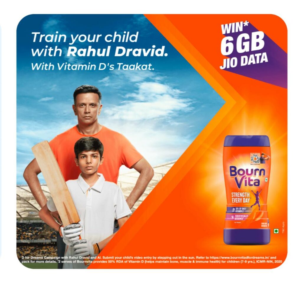 Free 100MB + 6GB Jio Data From Bournvita D for Dreams Offer